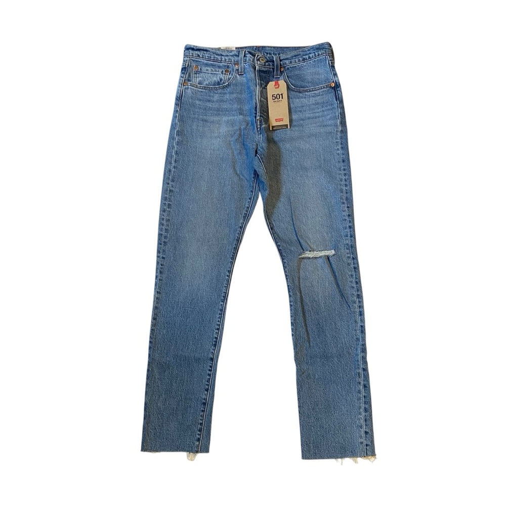 LEVIS 501 Skinny Jeans High Rise Distressed Raw Hems Button Fly NWT Womens 30x30